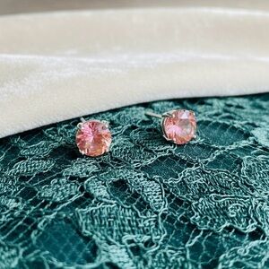 Pink & Coral Crystal Stud Earrings